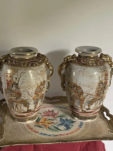 Ancienne Paire De Vases Japonais Porcelaine