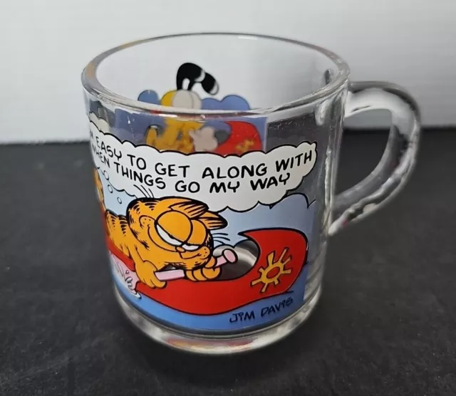 Vintage McDonald's Garfield Glass Coffee Mug 10oz 1978 "Easy " Has Flaw Read