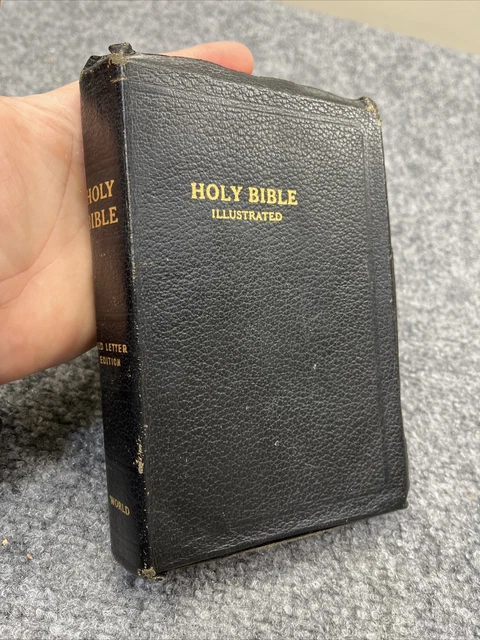 VINTAGE HOLY BIBLE King James Version Red Letter Illustrated World KJV ...