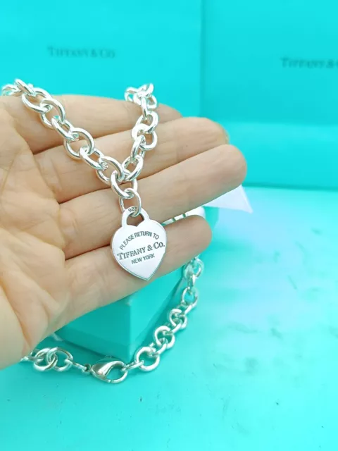 TIFFANY Sterling Silver Return to Tiffany Heart Tag Choker Necklace 1333157  | FASHIONPHILE