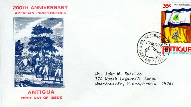 ANTIGUA  1976 The 200th Anniversary of American Revolution  FDC13796
