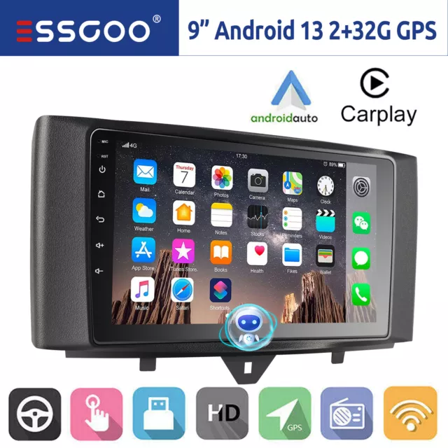 Android 13 Für Smart Fortwo 451 2010-2015 Autoradio GPS Navi CarPlay BT WIFI 9"