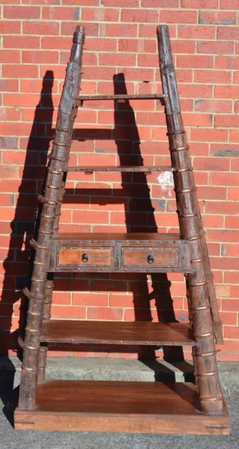 Antique Indian Bullock cart Reclaimed Timber Display  Book Case Storage  Rustic