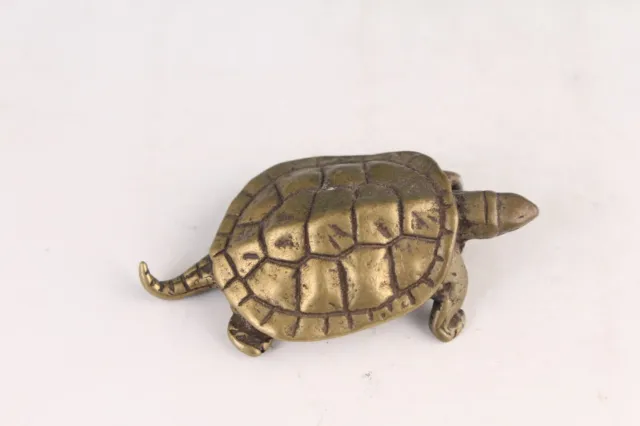 Chinese brass handmade tortoise turtle statue collect tea pet hand piece gift