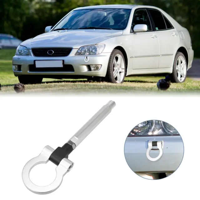 Silver Tone Round Front Rear Bumper Trailer Ring Tow Hook Screw for Lexus IS