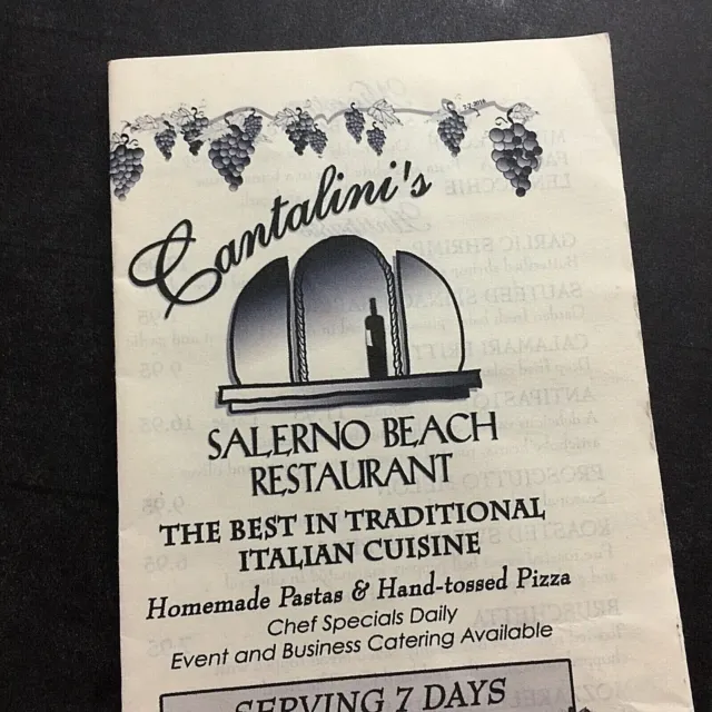 Paper Restaurant Menu Pamphlet Italian California Salerno Beach Coastal 2016
