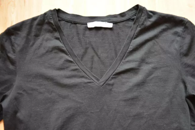 Top! Hess Natur T-Shirt V-Ausschnitt Gr. 36 S Damen V-Neck schwarz Baumwolle