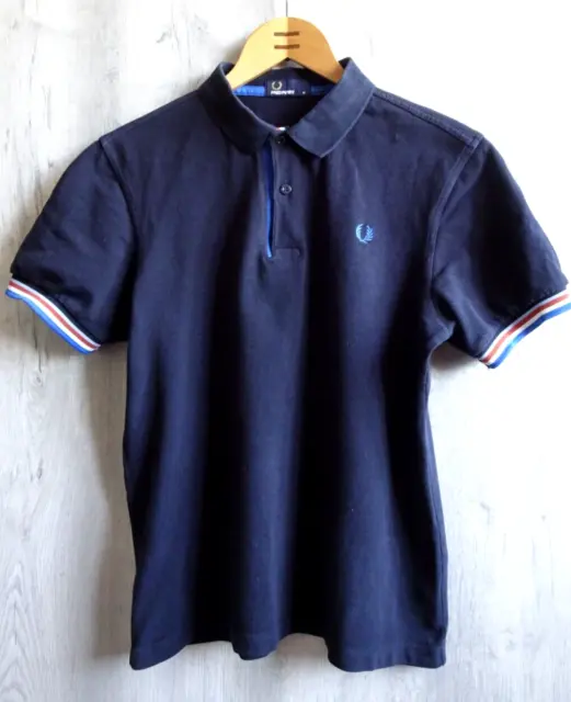 FRED PERRY POLO Navy Top Stripe Detail Size Medium $18.64 - PicClick