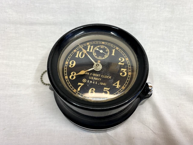 Mark I Boat Clock U.S. Navy 1941 Vintage Ship's Clock WWII WW2 Working.