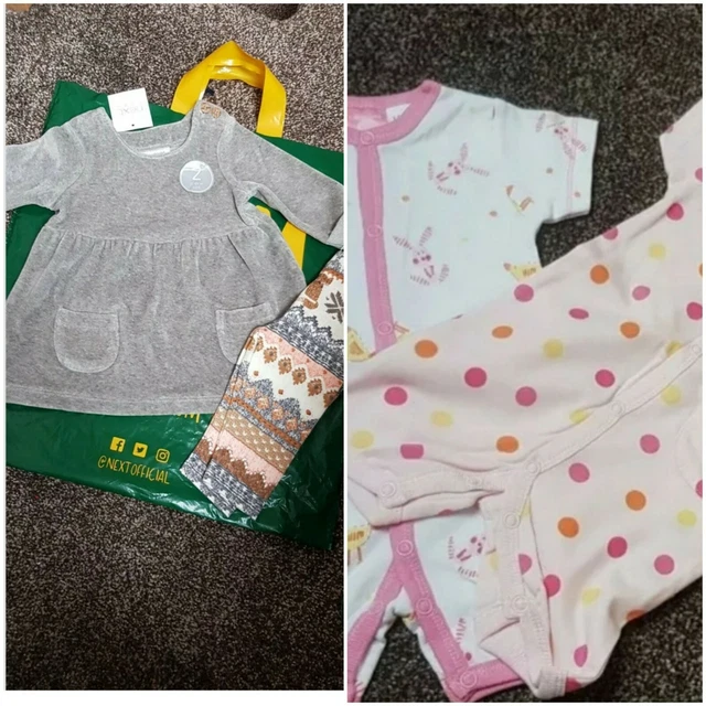 Baby Girl Next Outfit 0-3 Months BNWT bundle sleepsuits romper joblot x4 gift