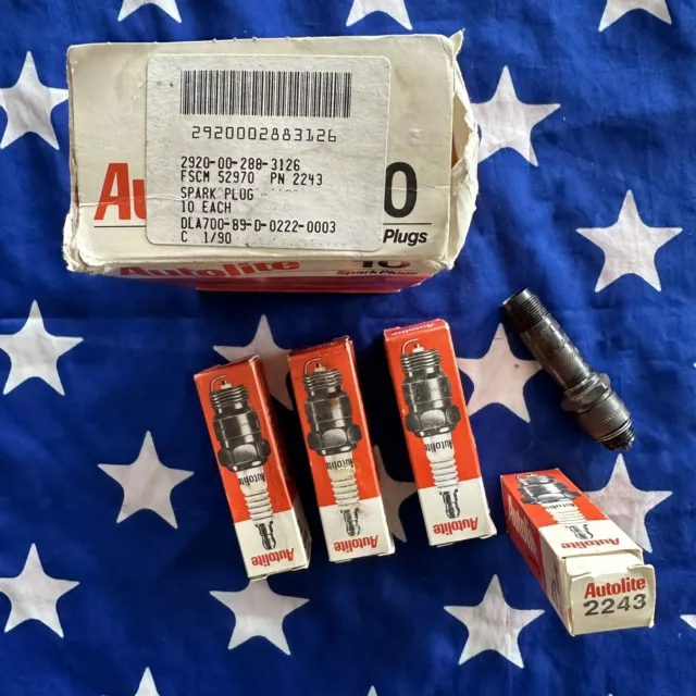 Nos Autolite 2243 M38 Military Jeep Spark Plug Set Ms35909-1