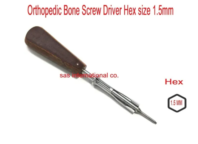 Tournevis à os orthopédique Hex Dia. 1,5 mm pour vis de 2,0 mm avec manchon