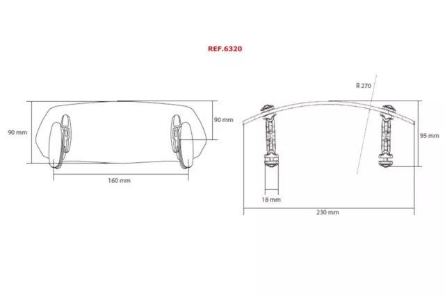 PUIG Visera deflector aire Multiregulable cupulas con pinza 250X100MM