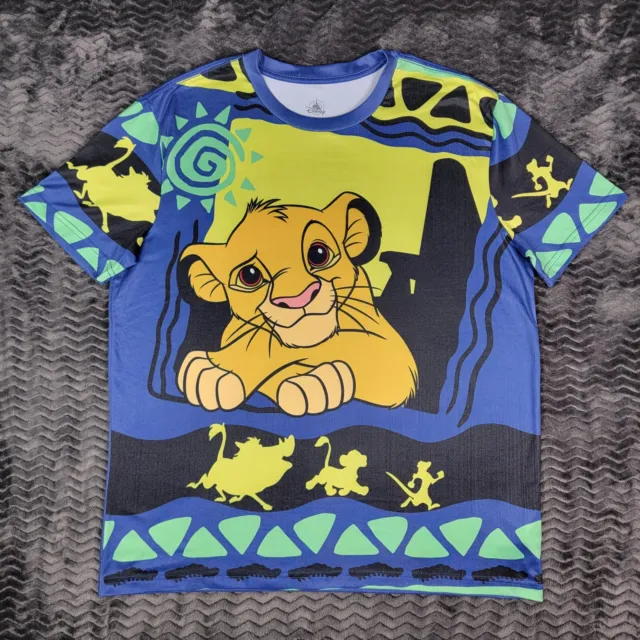 DISNEY LION KING Shirt Adult Large Blue Simba Hakuna Matata All Over ...