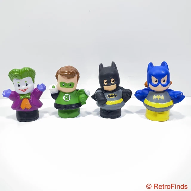 4 Fisher Price Little People DC SUPER HEROES Batman Batgirl Joker Green Lantern