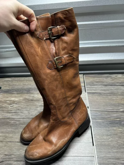 CLARKS WOMEN TAMRO Spice Tan Leather Tall Riding Moto boots shoes sz 10M 60.51 PicClick