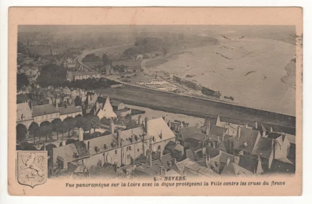 Cpa 58 - Nevers : Vue Panoramique Sur La Loire Avec La Digue (Nièvre) - Écrite