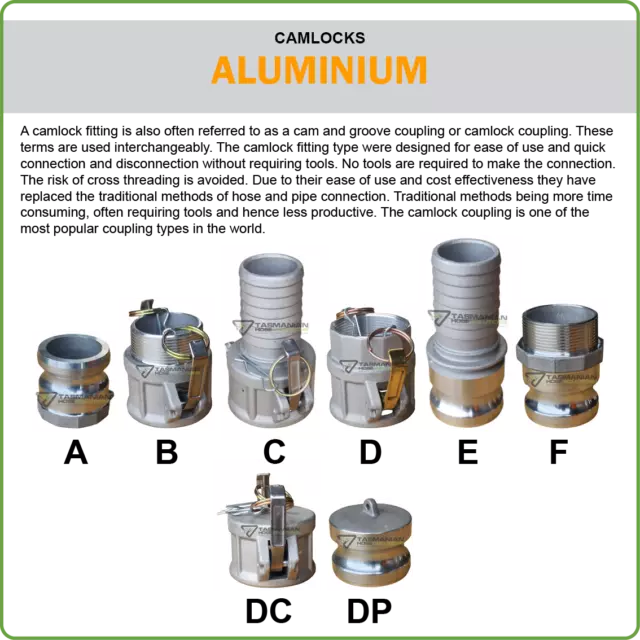 Camlock Aluminium 1/2" To 4" Sizes