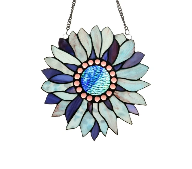 Tiffany Style Stained Glass Floral Sunflower  Hanging Window Panel Suncatcher