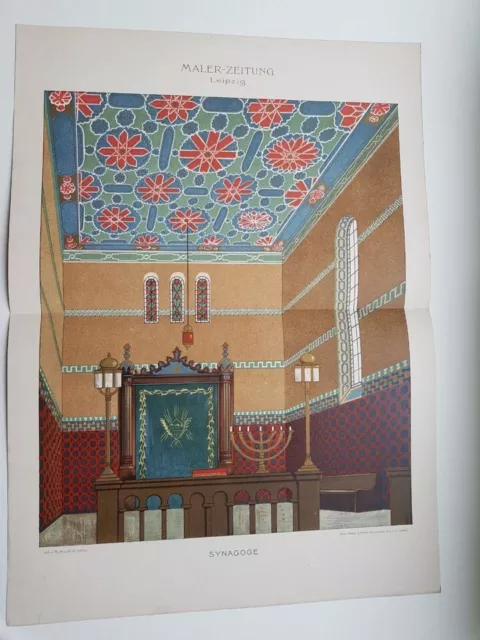 MALER-ZEITUNG Leipzig Synagoge Jul. Rothschild entw.- Doppelseite