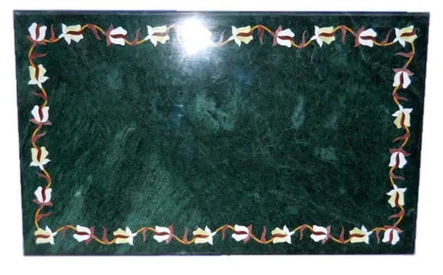 36" x 24" Green Marble sofa / dining Table Top Pietra dura Inlaid art work