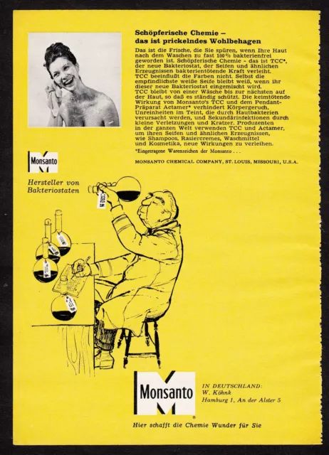 3w1123/ Alte Reklame - von 1960 - MONSANTO - Hersteller von Bakteriostaten