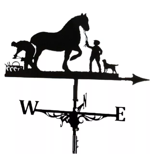 Metal Weathervane Farmer and Horse Mount Weather Vane Wind Direction6815