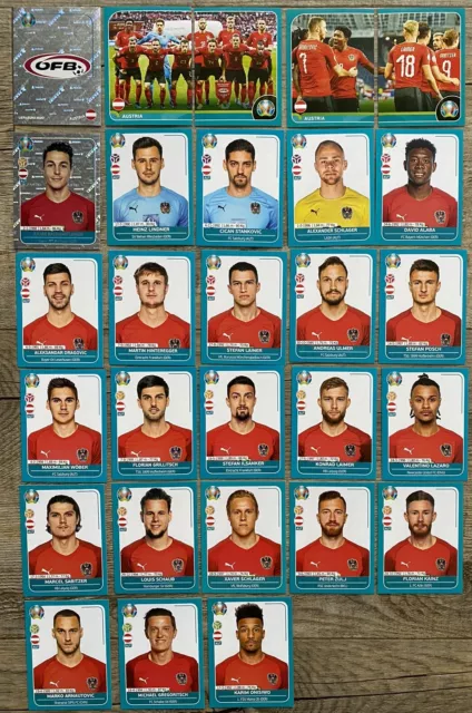 Panini Euro preview 2020 - Équipe Autriche complète - 28 Stickers