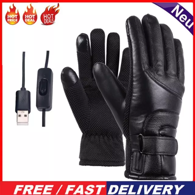 Ergonomics Winter Warm Gloves Heated Full Finger Mittens for Cycling (Black)