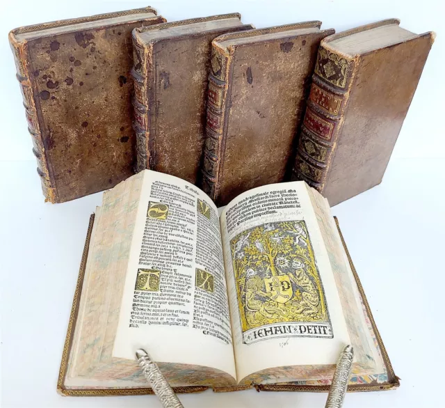 1500-1512 POST-INCUNABULA 5 VOLUMES Jean Petit SERMONES Olivier MAILLARD antique