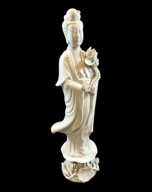 Dehua Blanc de Chine Chinese porcelain figurine of "Quan Yin on Lotus Blossom"