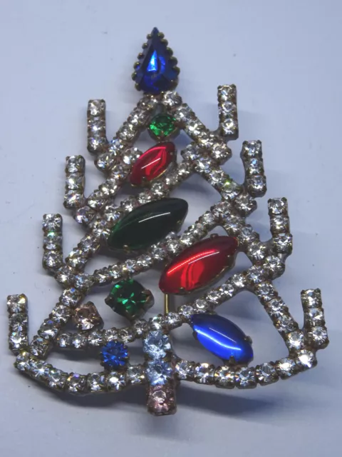 Alte Strass Brosche Weihnachtsbaum Christmas tree  Brooch Gablonz  Böhmen Nr.256