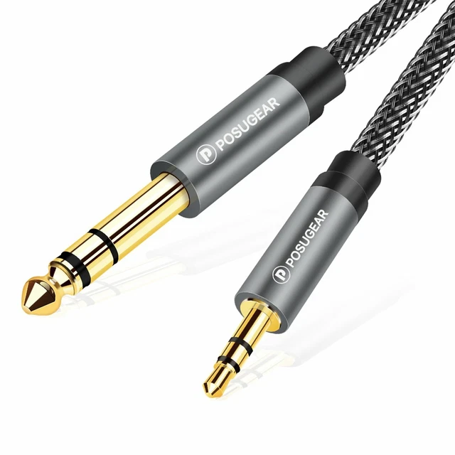 Cable de 3,5 mm a 6,35 mm 2M, POSUGEAR 3,5 mm 1/8 pulgadas macho TRS a 6,35 mm 1/4 pulgadas TS