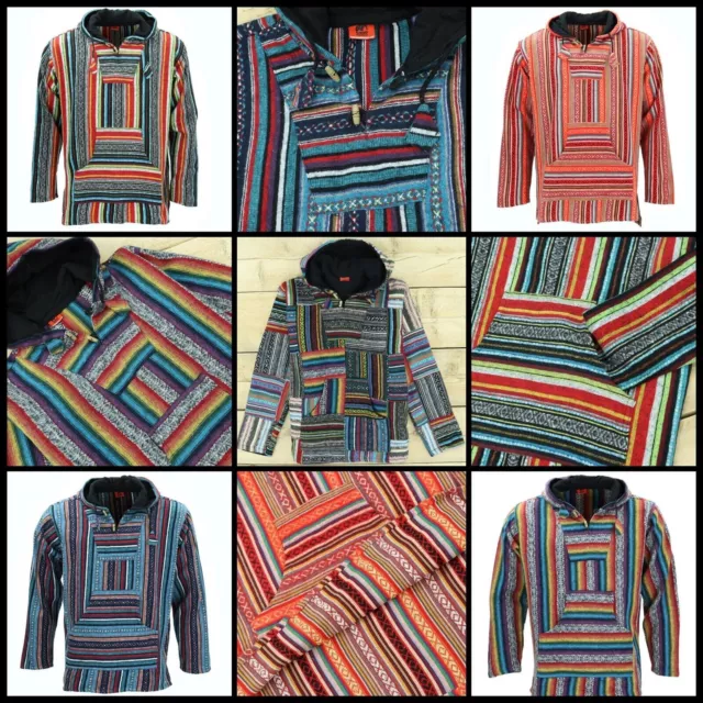 Sudadera con Capucha Algodón Gheri Tela Nepal Arcoiris Cepillado Chaqueta