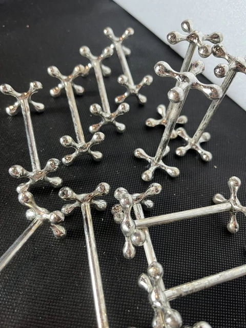 Lot De 12 Porte-couteaux En Métal Argenté (avec Perles) - Occasion