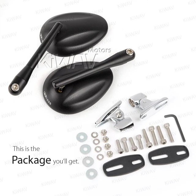 Rétroviseurs oval ELLIPSE noir base chromé moto pour Honda CBF CBR VFR VTR