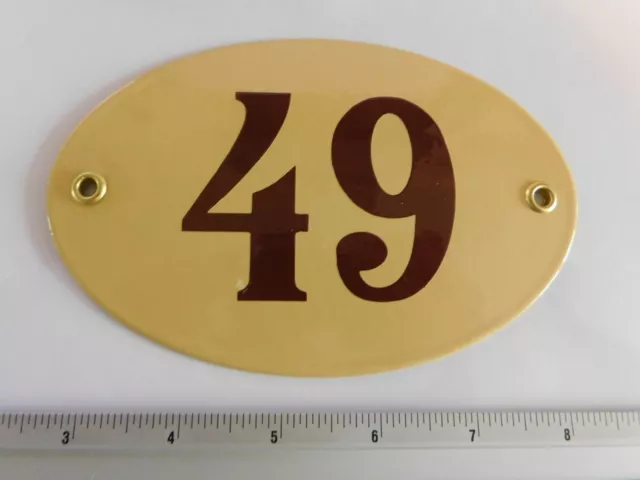 Art Deco - Enamel Porcelain Oval Metal House Door Number Street Sign Plaque 49
