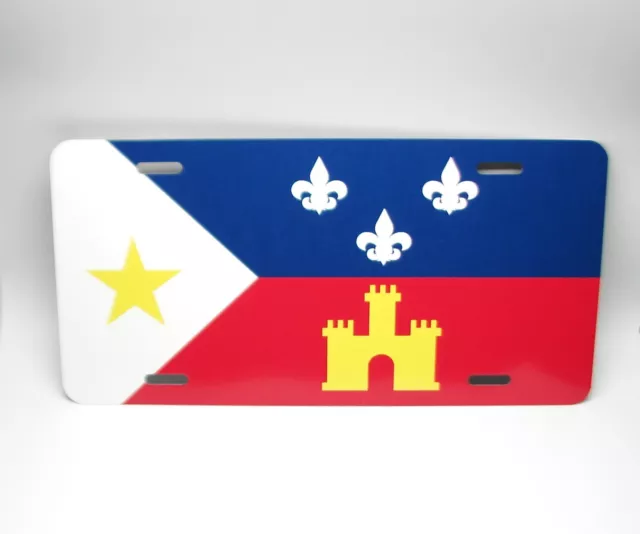 ACADIANA FLAG METAL CAR NOVELTY LICENSE PLATE Drapeau de l'Acadie LOUISIANA