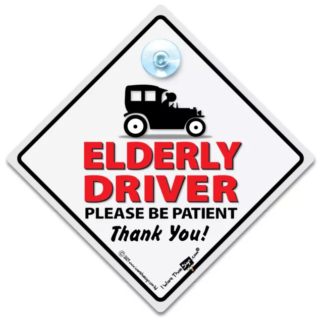 Elderly Driver Sign, Joke Elderly Driver Please Be Patient Car Sign for Ladies