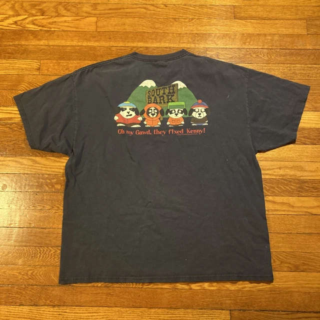 VINTAGE 90S BIG Dogs South Park Parody Bark Blue T Shirt Sz XXL Cartoon