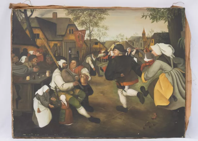 La danza dei contadini (80x60) - Bruegel il Vecchio olio su tela falso d'autore