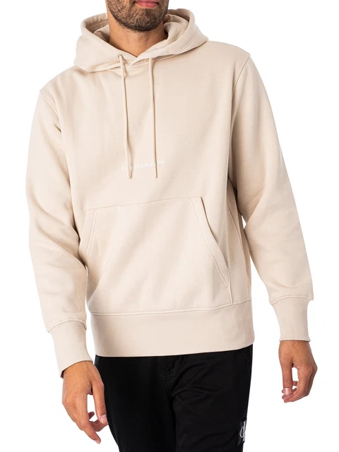 Calvin Klein Jeans Uomo Felpa con cappuccio istituzionale, Beige