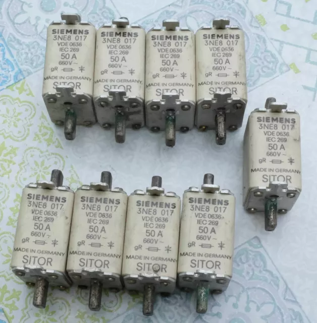 9X Siemens fusible 50A taille 00 3NE8017 gR 660V lot de 9