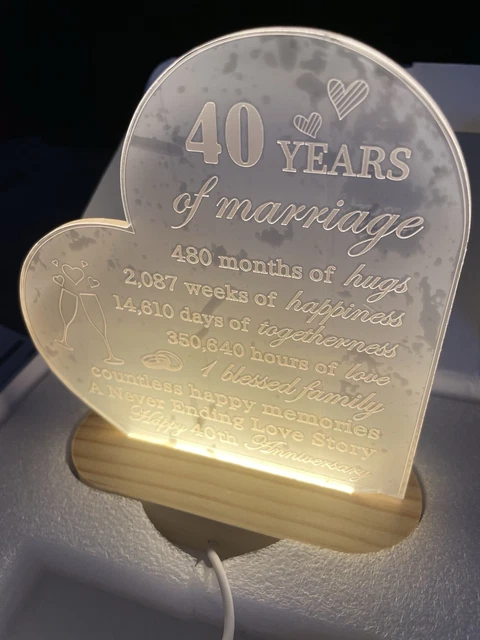 40 YEAR ANNIVERSARY Wedding Gift 3D Night Light LED Lamp Romantic