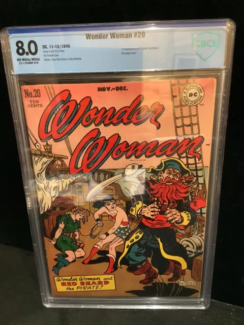 Wonder Woman #20 CBCS 8.0 (NOT cgc, 1946, 1st Captain Red Beard, Justice League)