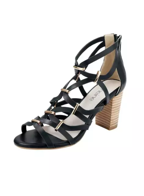 Heine Damen Leder-Sandalette, schwarz