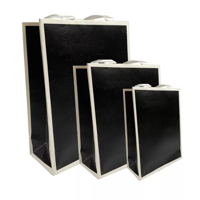 Gift bags, Carier Bags, Ribbon Handle High quality bags, Black with white frame