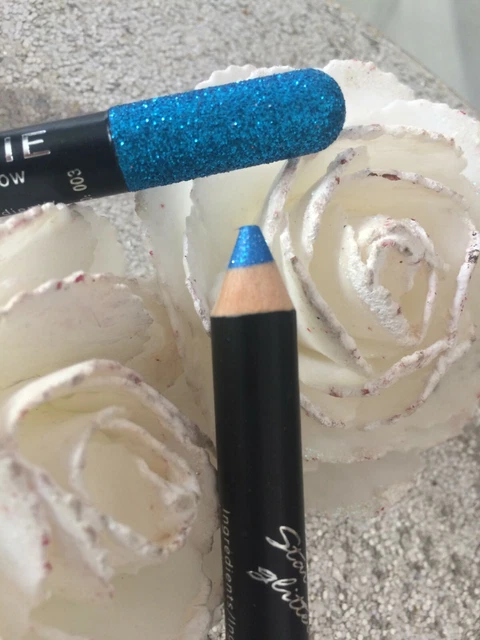 Crayon Eyeliner Brillant Bleu Avec Paillettes Argent Makki - Maquillage Effet Glitter
