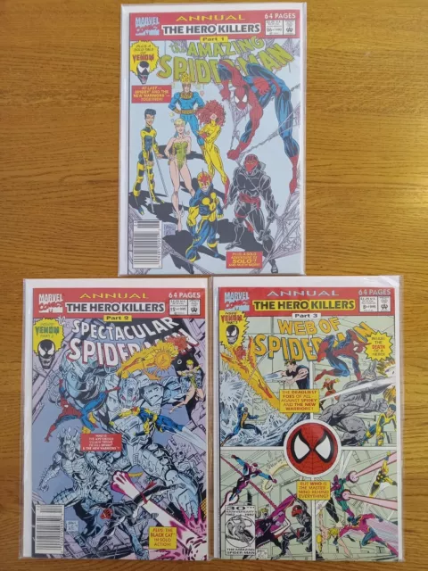 Spider-Man Annual Lot of 3 Complete Set Newsstand Key 1st Solo Venom Amazing Web