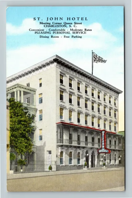 Charleston SC-South Carolina, Advertising St. John Hotel, Vintage Postcard